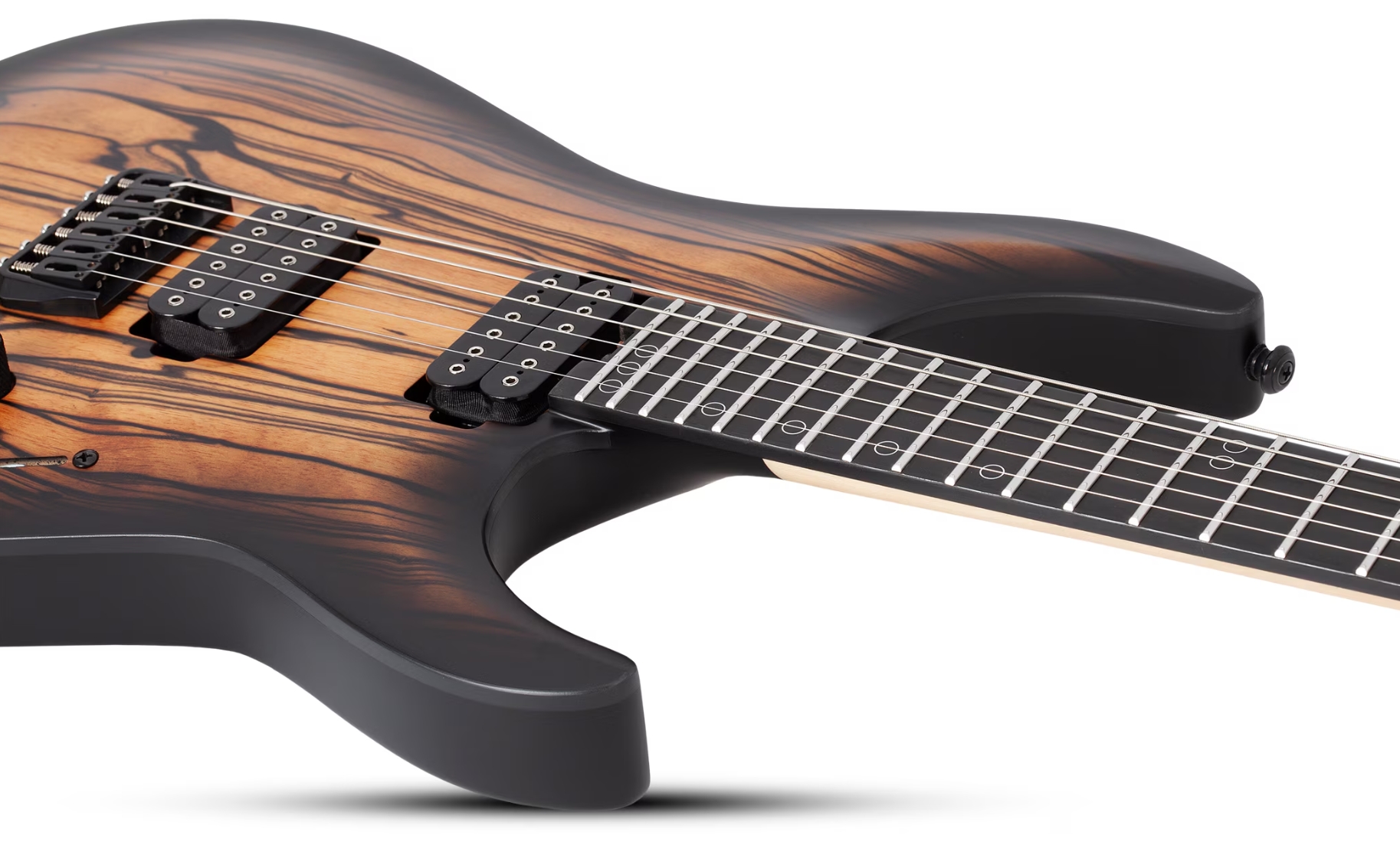 Schecter C1 Pale Moon 2h Ht Ric - Natural Satin Black Burst - Elektrische gitaar in Strat vorm - Variation 2