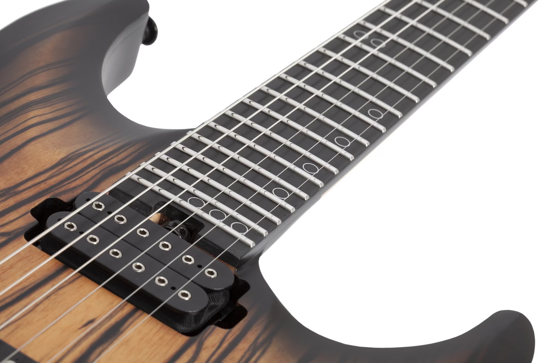Schecter C1 Pale Moon 2h Ht Ric - Natural Satin Black Burst - Elektrische gitaar in Strat vorm - Variation 3