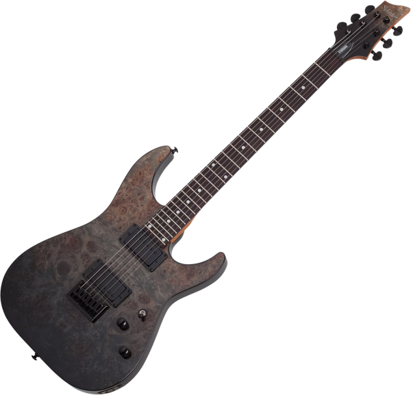 Elektrische gitaar in strat vorm Schecter C-1 Standard - Black Fade Burst Burl