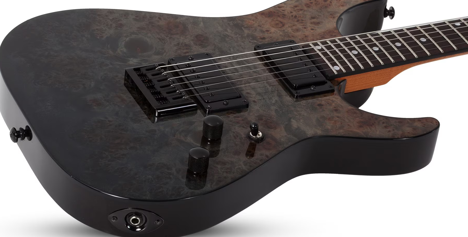 Schecter C1 Standard 2h Ht Rw - Black Fade Burst Burl - Elektrische gitaar in Strat vorm - Variation 1