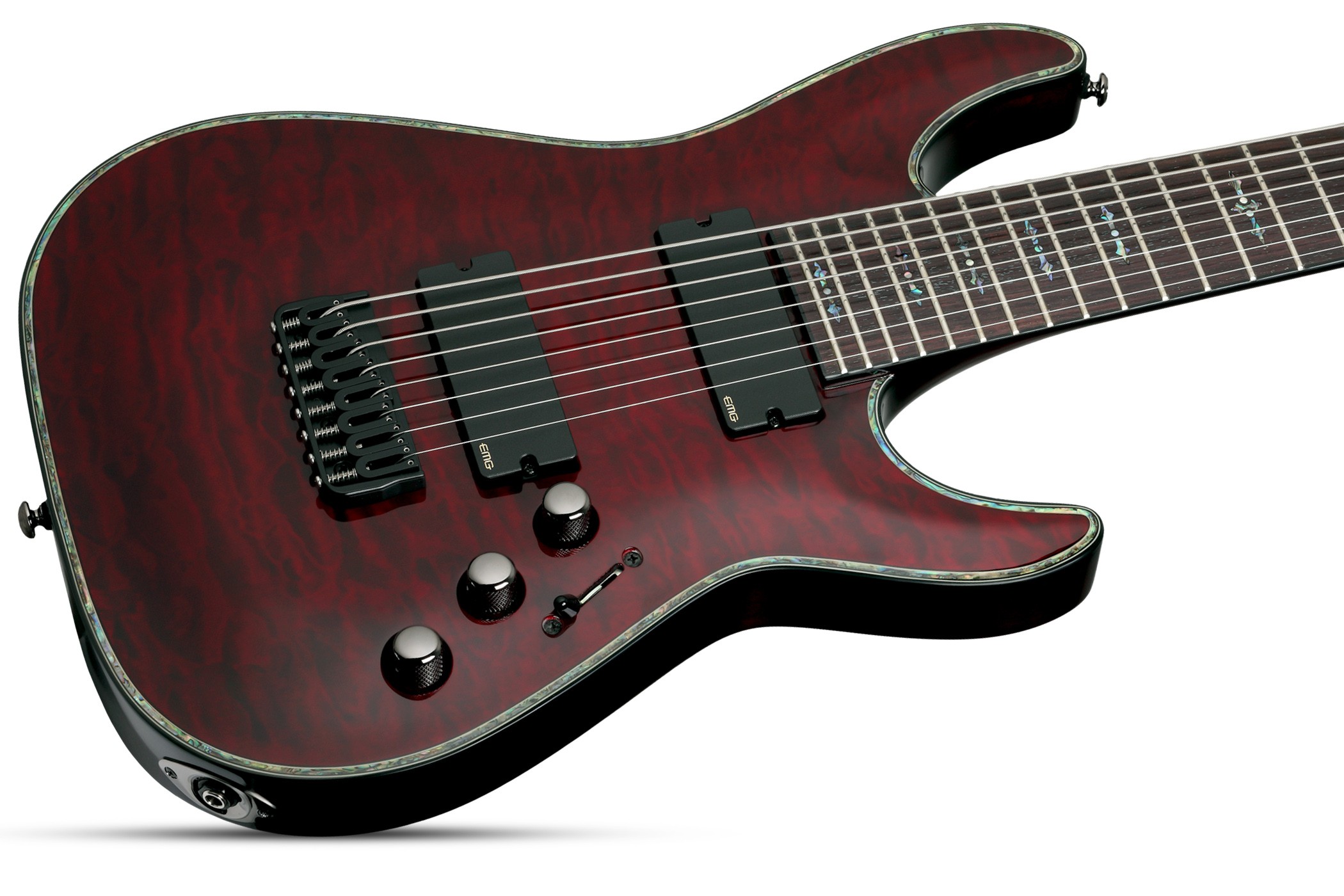 Schecter C8 Hellraiser 8c 2h Emg Ht Eb - Black Cherry - Bariton elektrische gitaar - Variation 1