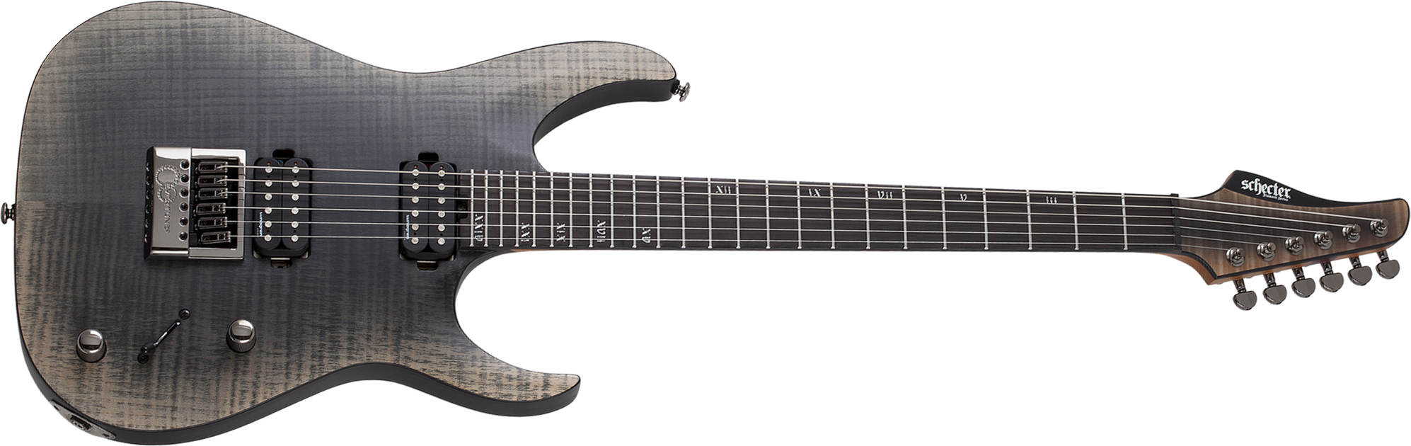 Schecter Banshee Mach-6 Evertune 2h Lundgren Ht Eb - Fallout Burst - Elektrische gitaar in Str-vorm - Main picture