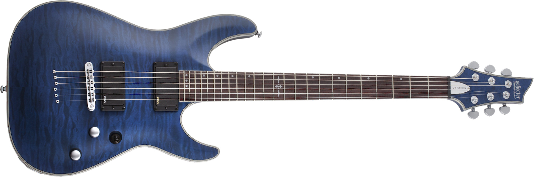 Schecter C-1 Platinum 2h Emg Ht Eb - See Thru Midnight Blue - Elektrische gitaar in Str-vorm - Main picture