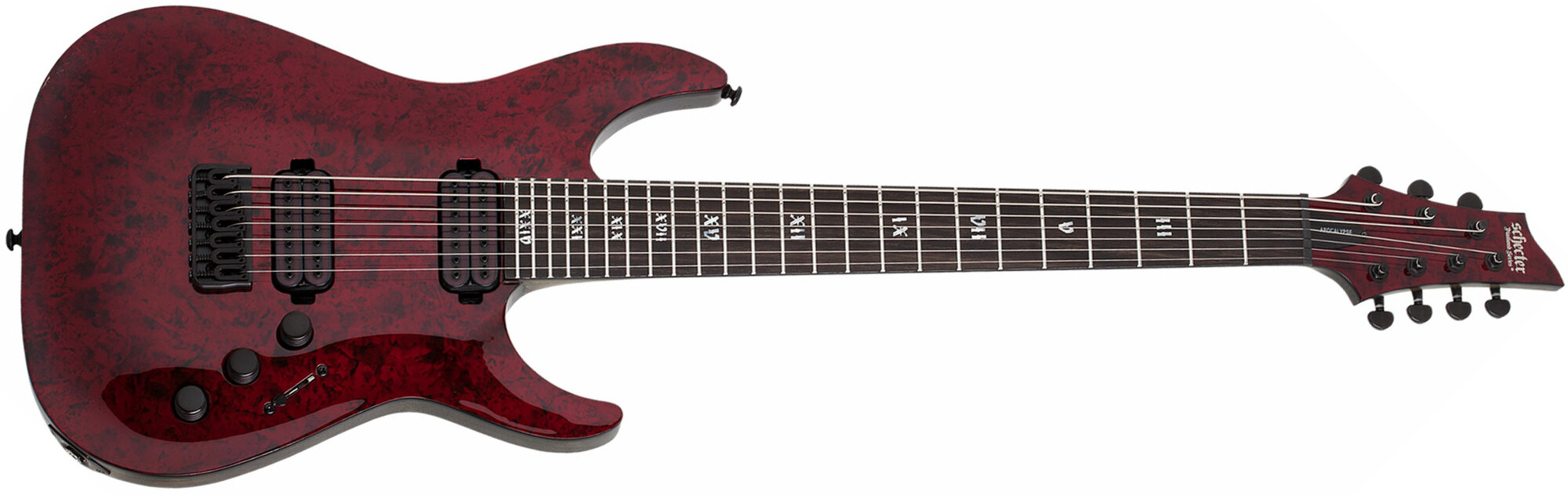 Schecter C-7 Apocalypse 2h Ht Eb - Red Reign - 7-snarige elektrische gitaar - Main picture