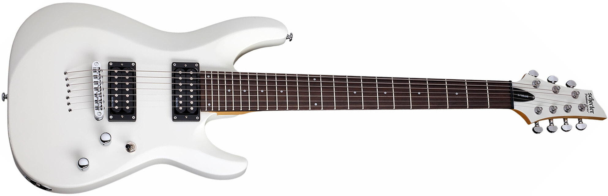 Schecter C-7 Deluxe 7c 2h Ht Rw - Satin White - 7-snarige elektrische gitaar - Main picture
