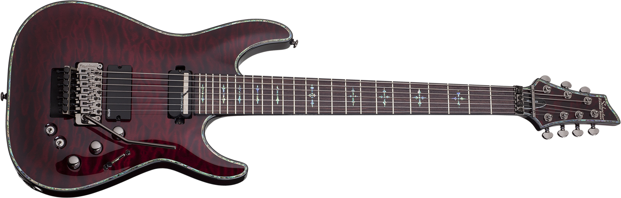 Schecter C-7 Fr S Hellraiser 7c 2h Emg Sustainiac Rw - Black Cherry - 7-snarige elektrische gitaar - Main picture
