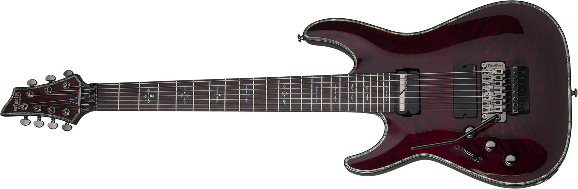 Schecter C-7 Fr S Lh Hellraiser 7c Gaucher 2h Emg Sustainiac Rw - Black Cherry - Linkshandige elektrische gitaar - Main picture