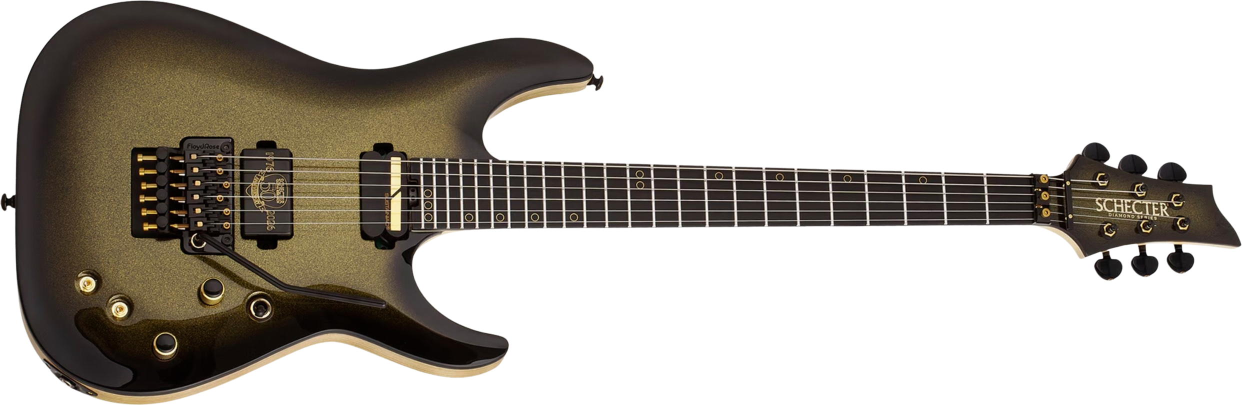 Schecter C1 Fr-s 50th Ann. 2h Sustainiac Fr Eb - 50th Gold Burst - Metal elektrische gitaar - Main picture