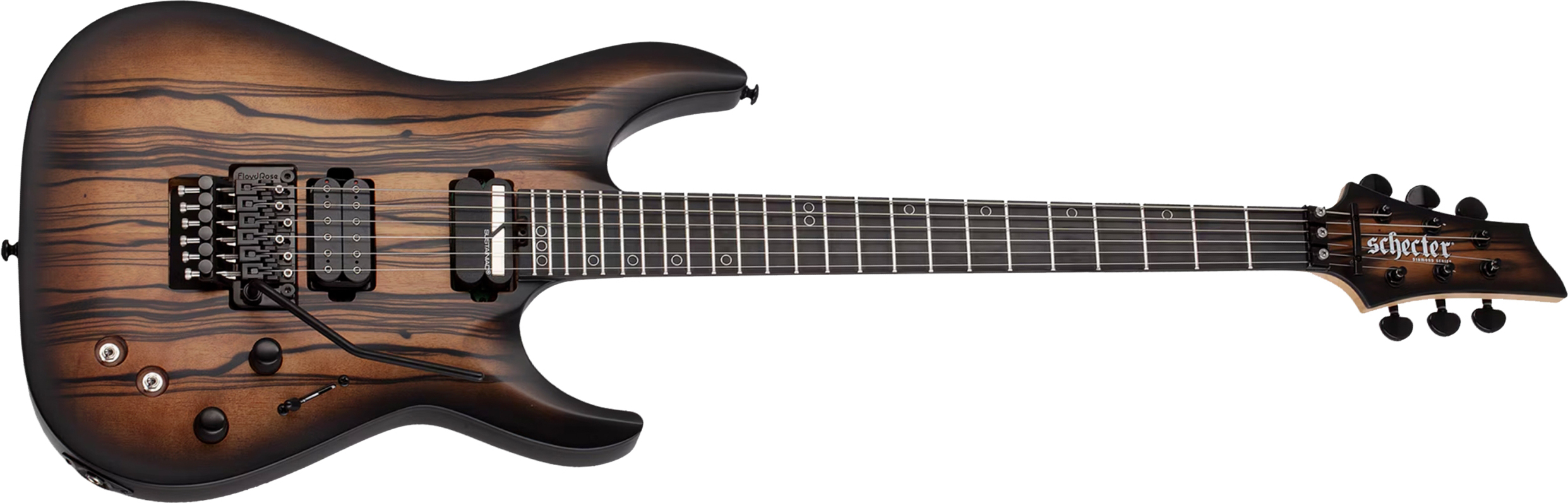 Schecter C1 Fr-s Pale Moon 2h Sustainac Fr Ric - Natural Satin Black Burst - Elektrische gitaar in Strat vorm - Main picture