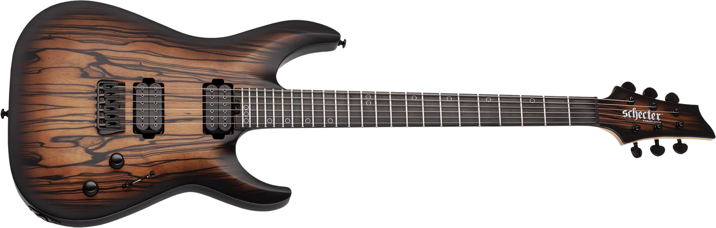 Schecter C1 Pale Moon 2h Ht Ric - Natural Satin Black Burst - Elektrische gitaar in Strat vorm - Main picture