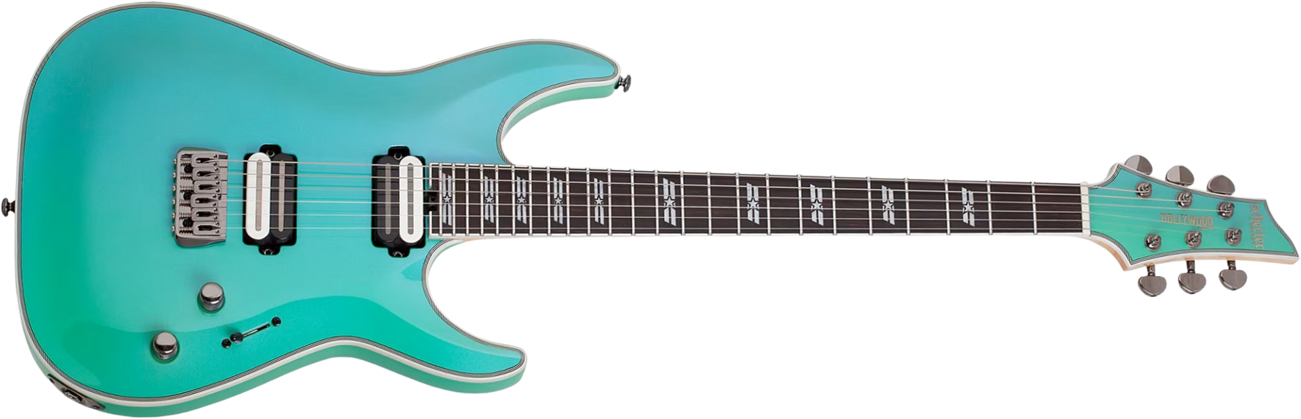 Schecter C1 Sls Hollywood 2h Fishman Fluence Modern Ht Eb - Glacier - Metal elektrische gitaar - Main picture
