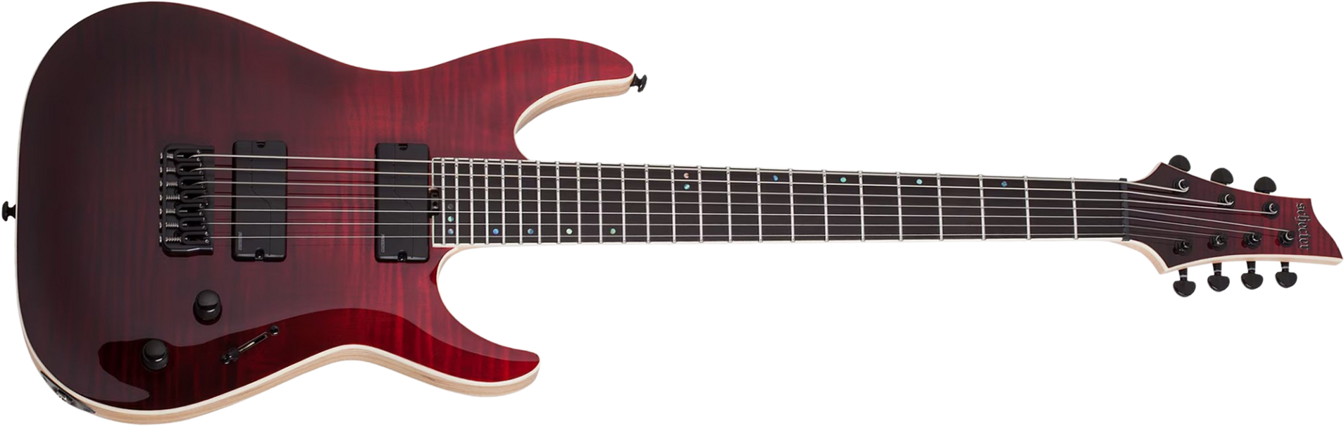 Schecter C7 Sls Elite 7c Baryton 2h Fishman Fluence Ht Eb - Blood Burst - Bariton elektrische gitaar - Main picture