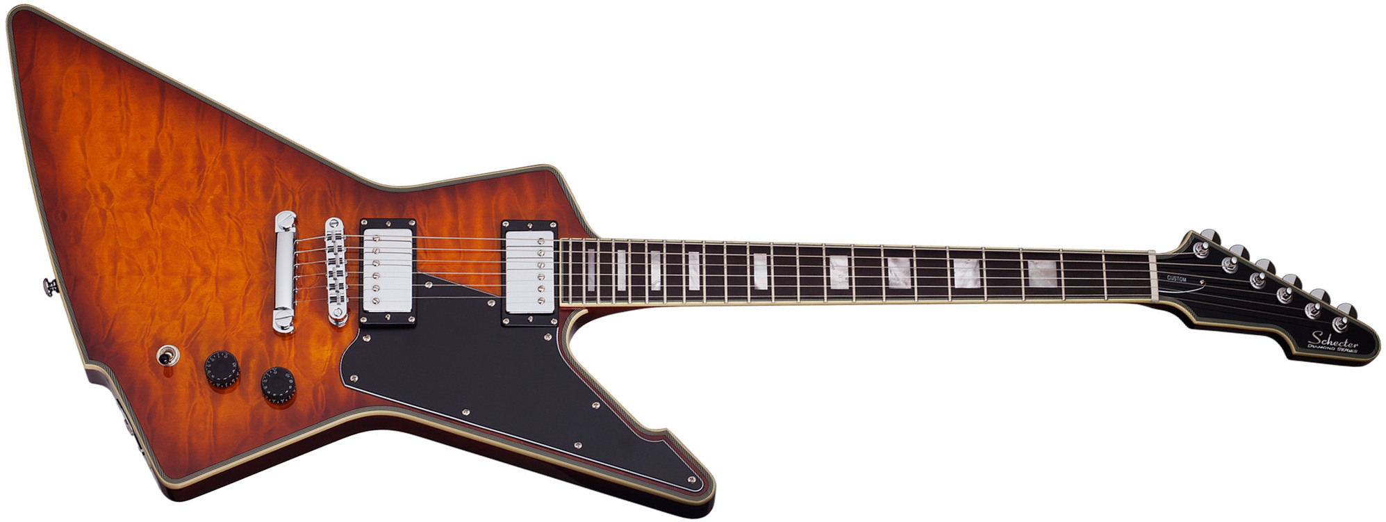 Schecter E-1 Custom 2h Ht Eb - Vintage Sunburst - Metalen elektrische gitaar - Main picture