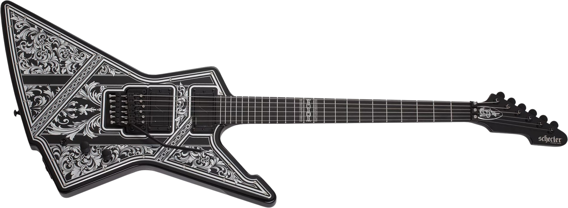 Schecter E1 Pryzm Palladium 2h Fishman Fluence Modern Fr Eb - Gloss Black - 7-snarige elektrische gitaar - Main picture