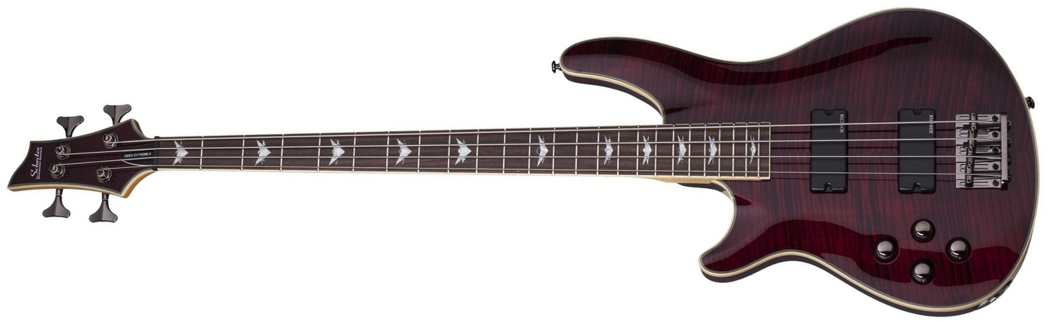 Schecter Omen Extreme-4 Lh Gaucher Active Rw - Black Cherry - Solid body elektrische bas - Main picture