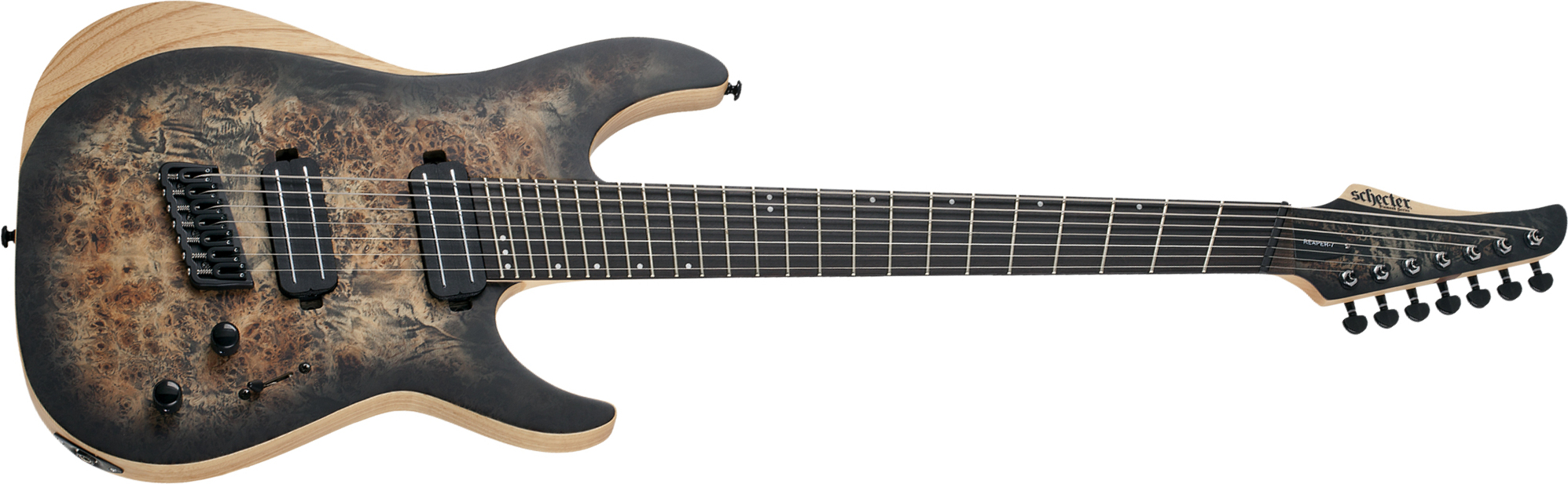 Schecter Reaper-7 Multiscale 7c Ht 2h Eb - Satin Charcoal Burst - Multi-scale gitaar - Main picture