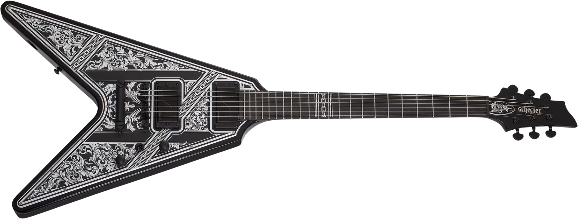 Schecter V1 Pryzm Palladium 2h Fishman Fluence Modern Eb - Gloss Black - Metal elektrische gitaar - Main picture
