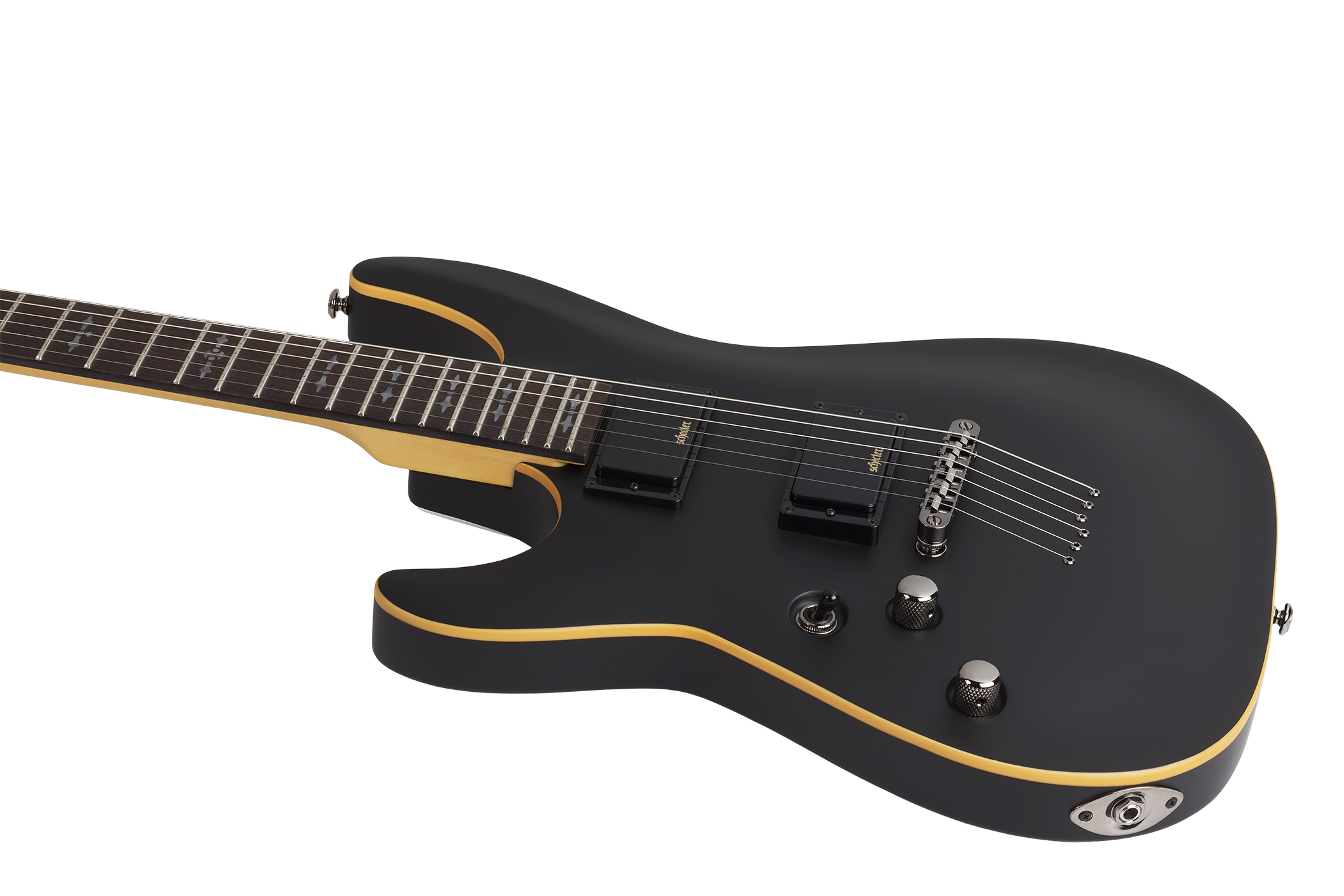 Schecter Demon-6 Lh Gaucher 2h Ht Wen - Aged Black Satin - Linkshandige elektrische gitaar - Variation 1