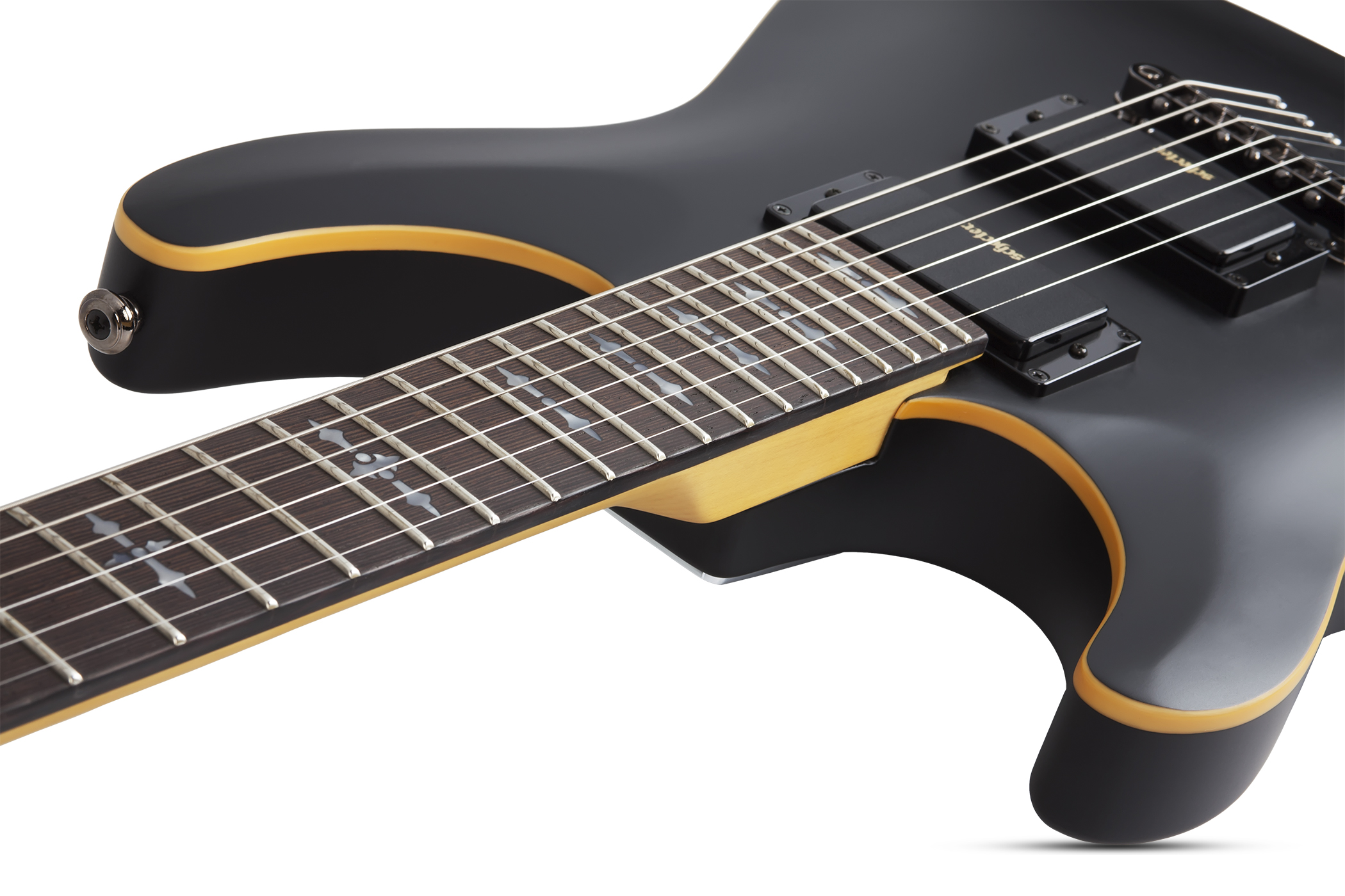 Schecter Demon-6 Lh Gaucher 2h Ht Wen - Aged Black Satin - Linkshandige elektrische gitaar - Variation 2