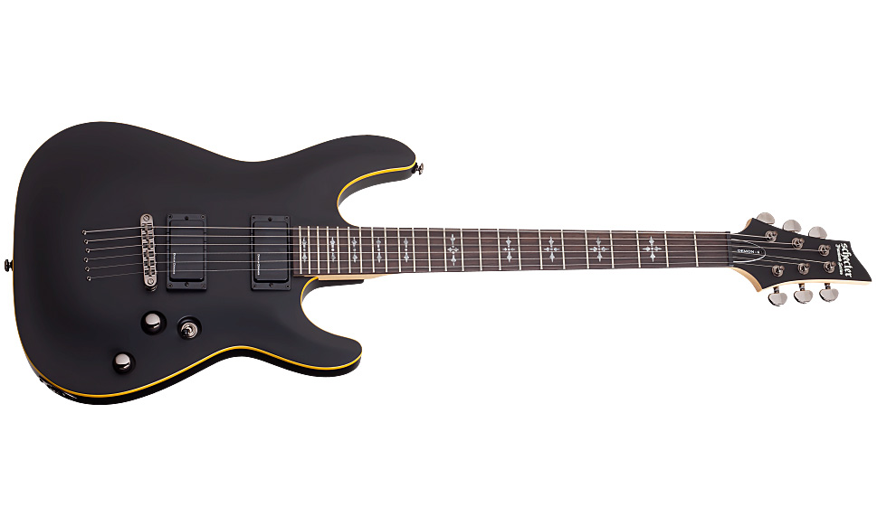 Schecter Demon-6 2h Ht Rw - Aged Black Satin - Elektrische gitaar in Str-vorm - Variation 1