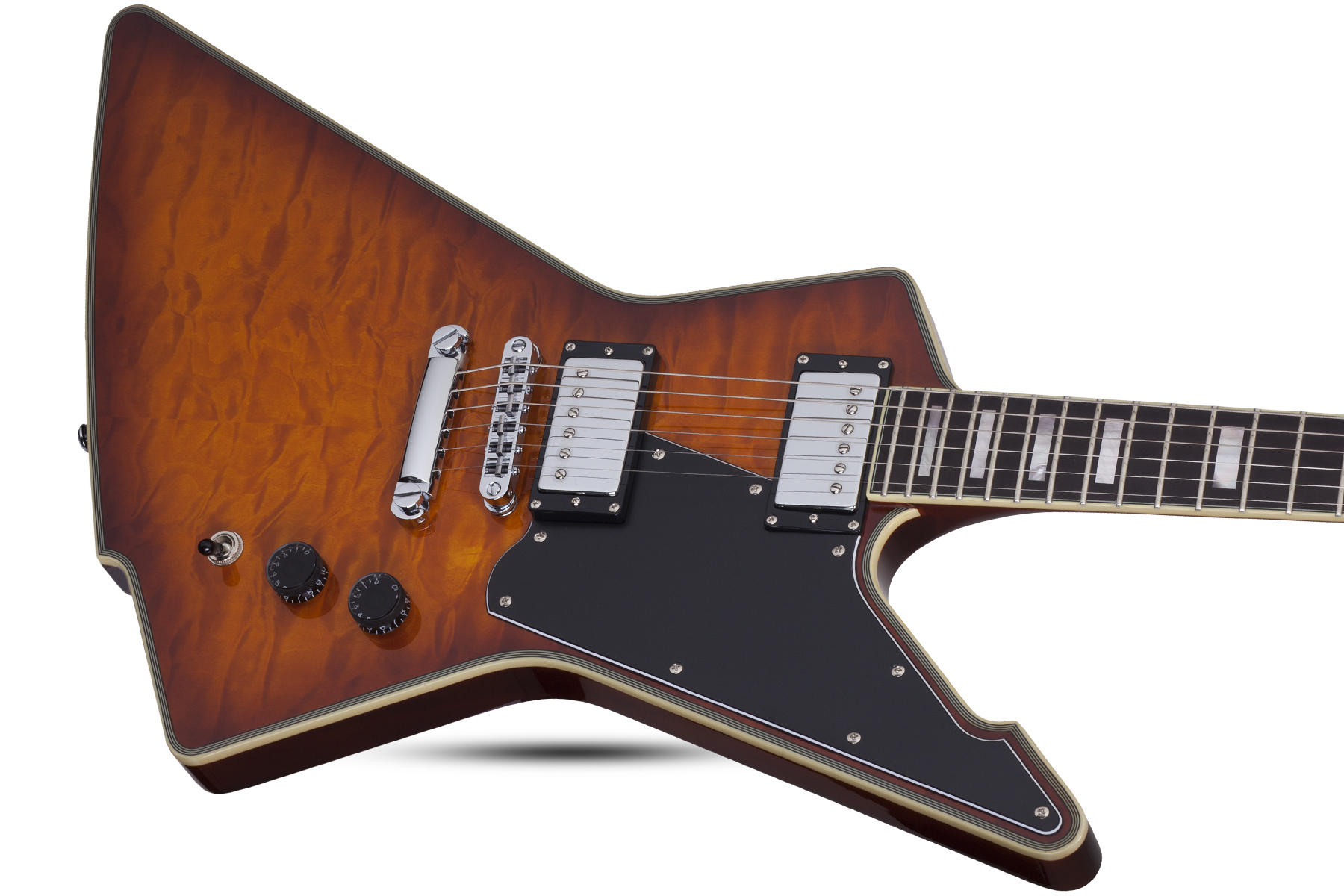 Schecter E-1 Custom 2h Ht Eb - Vintage Sunburst - Metalen elektrische gitaar - Variation 1