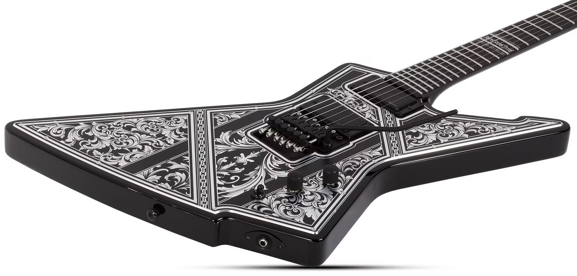 Schecter E1 Pryzm Palladium 2h Fishman Fluence Modern Fr Eb - Gloss Black - 7-snarige elektrische gitaar - Variation 1