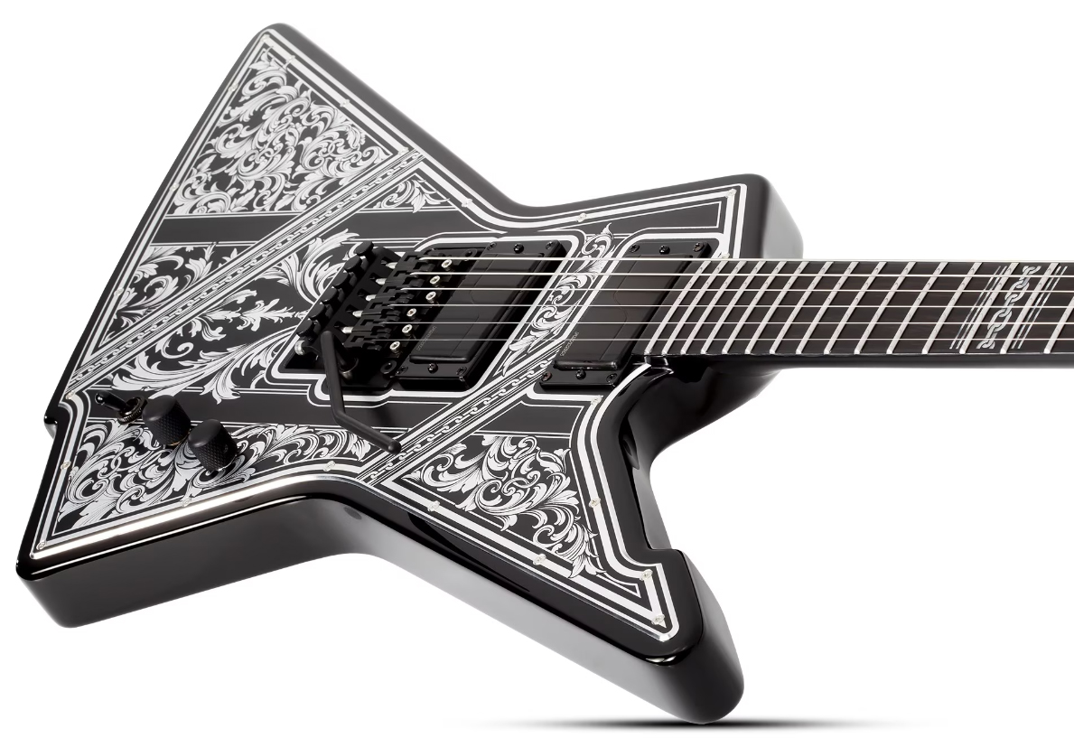 Schecter E1 Pryzm Palladium 2h Fishman Fluence Modern Fr Eb - Gloss Black - 7-snarige elektrische gitaar - Variation 2