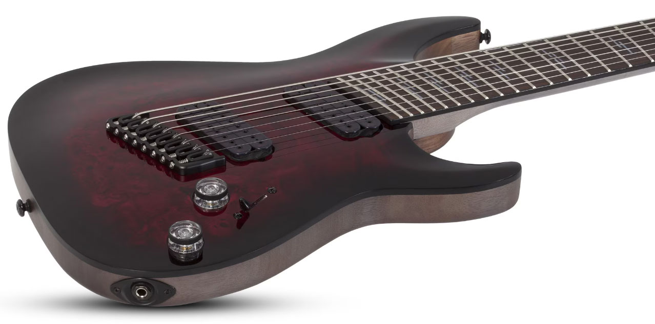 Schecter Omen Elite-8 Multiscale 8c Baryton 2h Ht Rw - Black Cherry Burst - Multi-scale gitaar - Variation 1