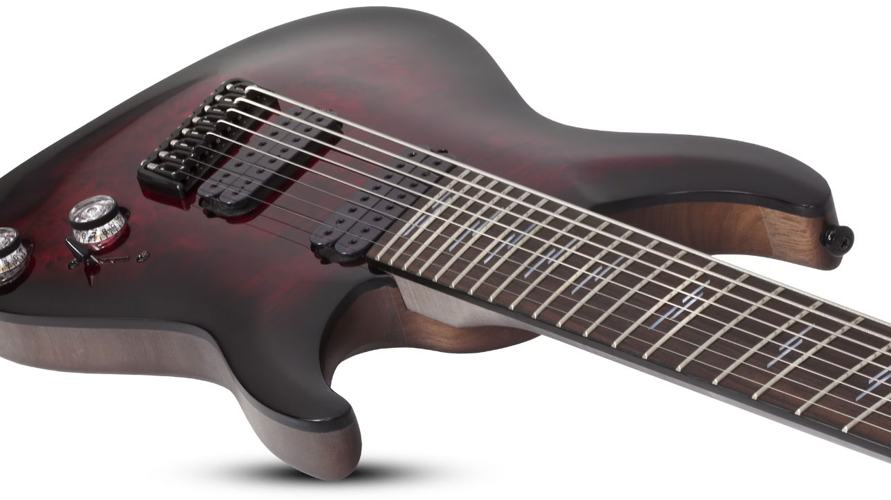 Schecter Omen Elite-8 Multiscale 8c Baryton 2h Ht Rw - Black Cherry Burst - Multi-scale gitaar - Variation 2