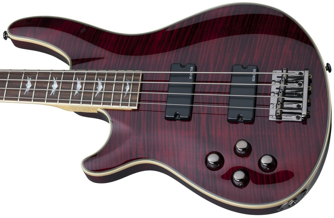 Schecter Omen Extreme-4 Lh Gaucher Active Rw - Black Cherry - Solid body elektrische bas - Variation 1