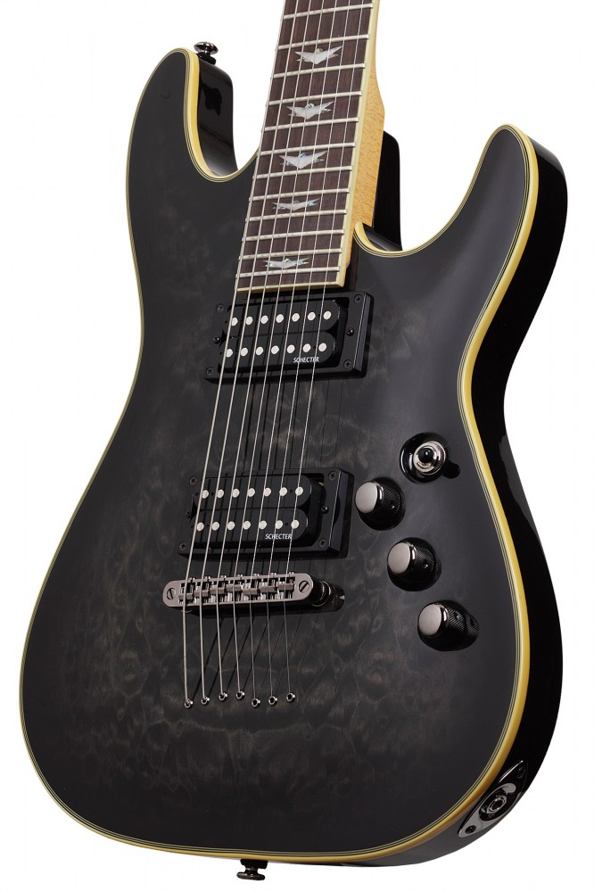 Schecter Omen Extreme-7 7c 2h Ht Rw - See-thru Black Gloss - 7-snarige elektrische gitaar - Variation 2