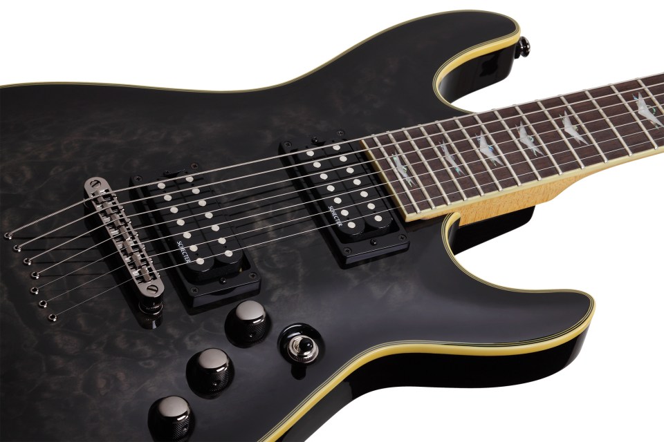 Schecter Omen Extreme-7 7c 2h Ht Rw - See-thru Black Gloss - 7-snarige elektrische gitaar - Variation 3