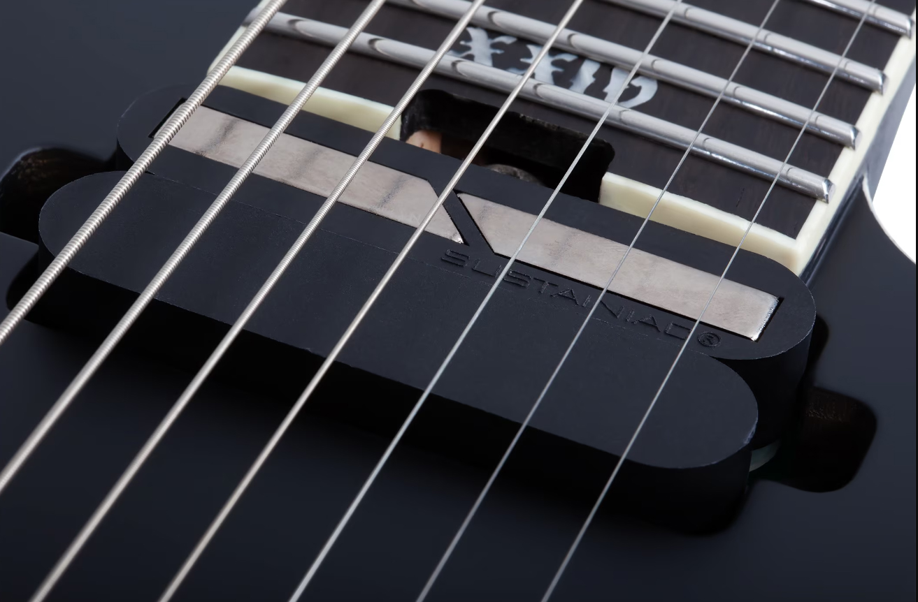 Schecter Pt7 Frs Sls Elite Evil Twin 2h Fishman Fluence Sustainiac Fr Eb - Satin Black - Bariton elektrische gitaar - Variation 3
