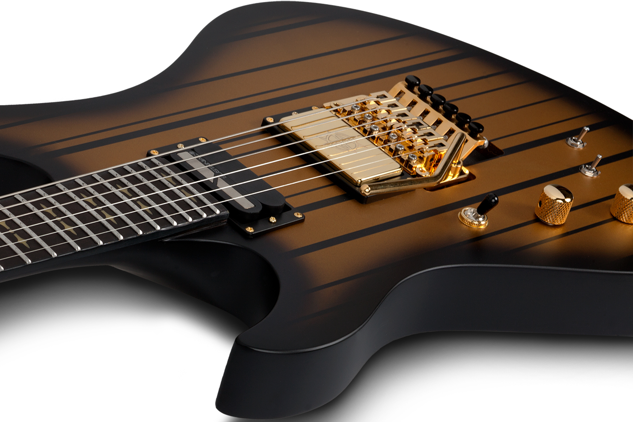 Schecter Synyster Custom-s Lh Signature Gaucher 2h Sustainiac Fr Eb - Satin Gold Burst - Linkshandige elektrische gitaar - Variation 3