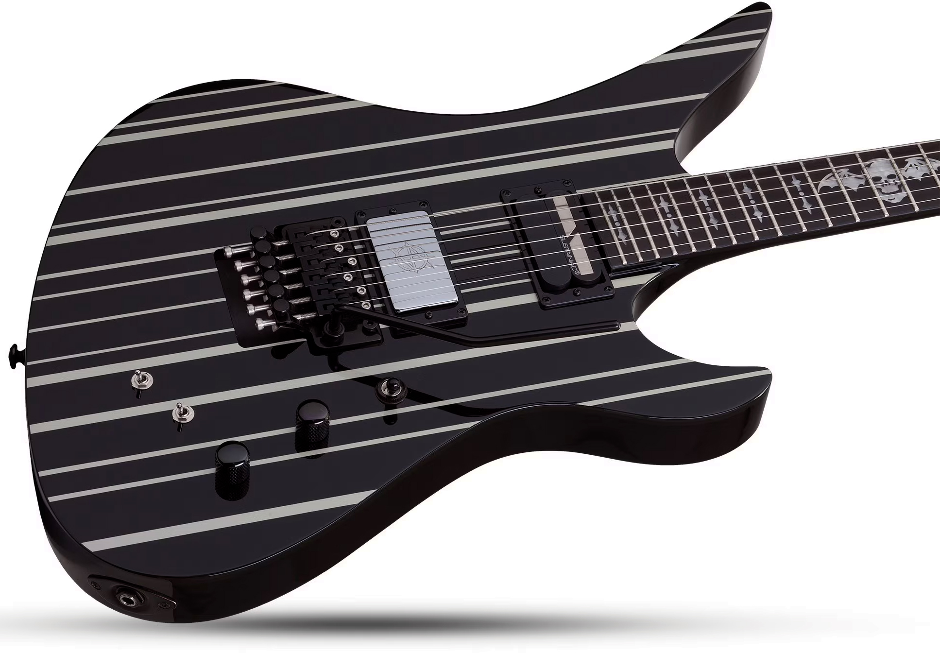 Schecter Synyster Custom-s Signature 2h Sustainiac Fr Eb - Black Silver - Elektrische gitaar in Strat vorm - Variation 1