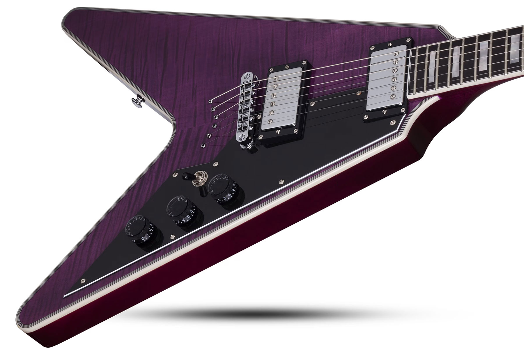 Schecter V1 Custom 2h Ht Eb - Trans Purple - Metalen elektrische gitaar - Variation 1