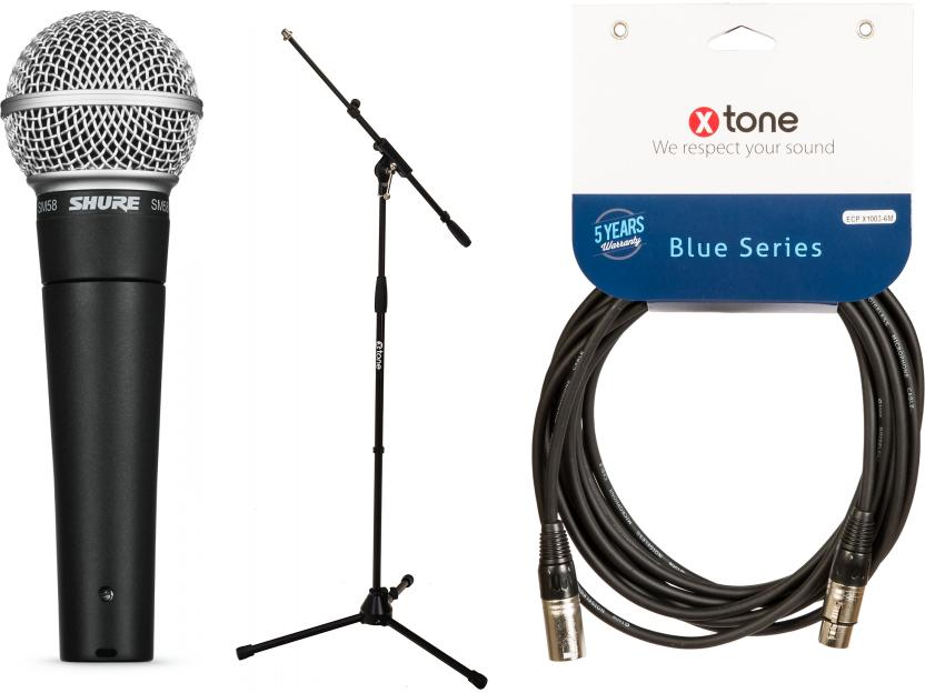 Shure Sm58-lce+  (xh 6001)  + Xlr(m) / Xlr(f) 6m - Microfoon set met statief - Main picture
