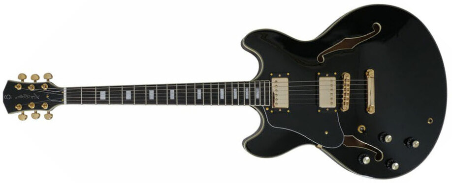 Sire Larry Carlton H7 Lh Signature Gaucher 2h Ht Eb - Black - Semi hollow elektriche gitaar - Main picture