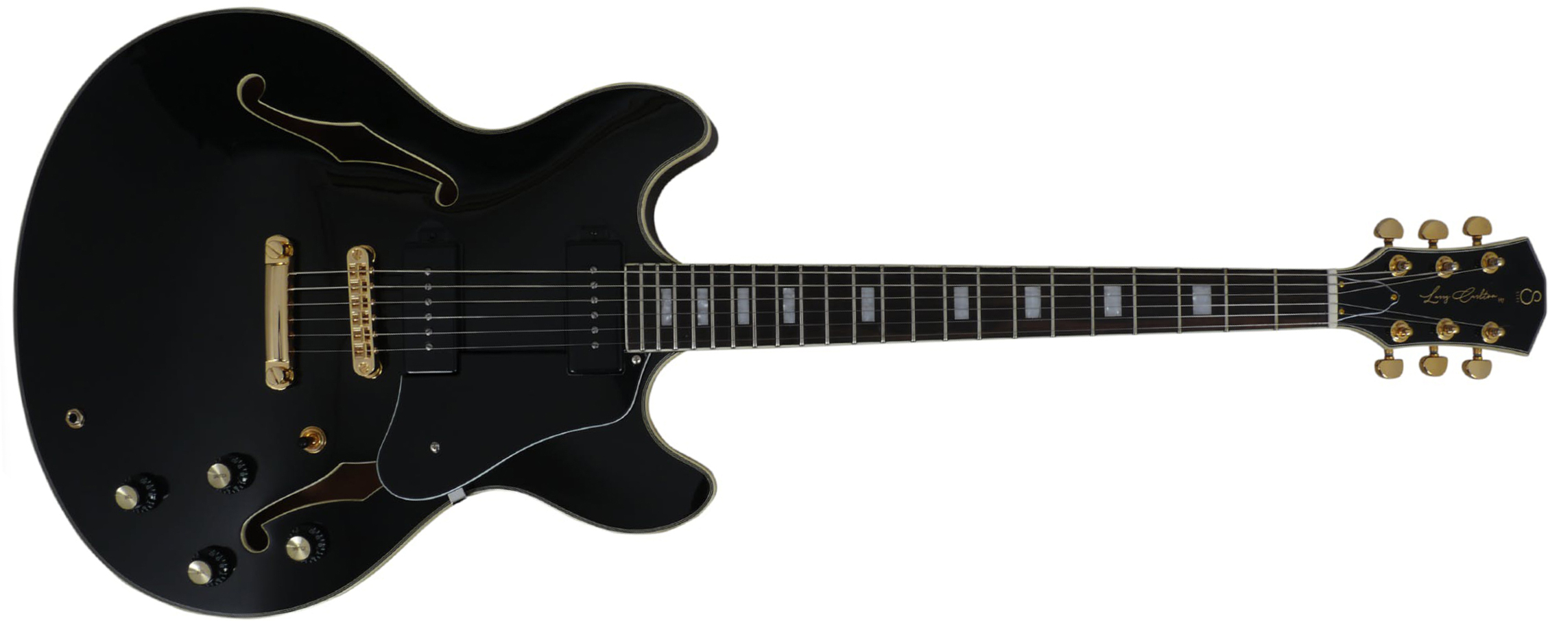 Sire Larry Carlton H7v Signature 2s P90 Ht Eb - Black - Semi hollow elektriche gitaar - Main picture