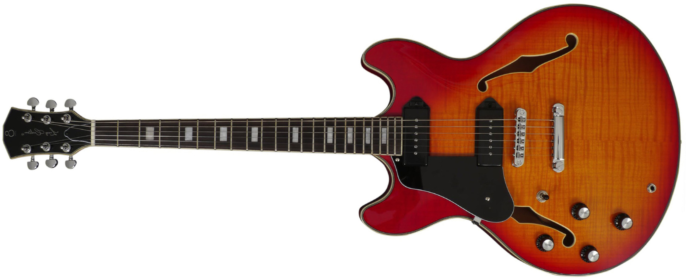 Sire Larry Carlton H7v Signature Lh Gaucher P90 Ht Eb - Cherry Sunburst - Semi hollow elektriche gitaar - Main picture