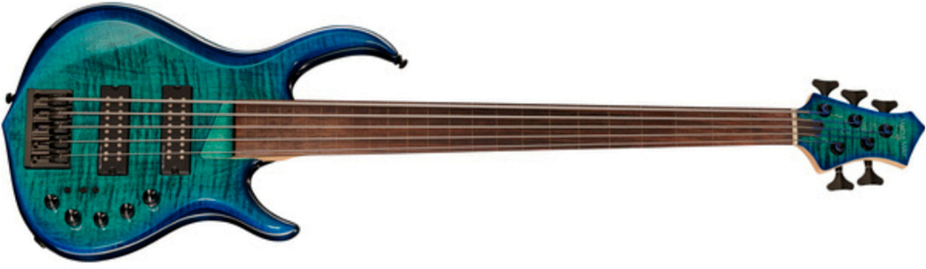 Sire Marcus Miller M5 Swamp Ash 5st Fl Fretless Active Eb - Transparent Blue - Solid body elektrische bas - Main picture