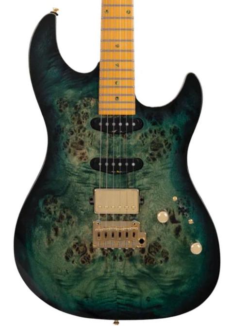 Elektrische gitaar in str-vorm Sire Larry Carlton S10 HSS - transparent green