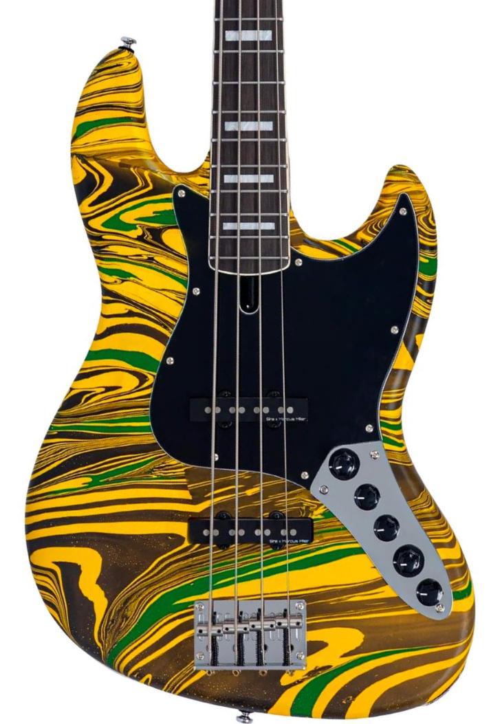 Solid body elektrische bas Sire Marcus Miller V7 Alder New Gen 4ST - Yellow swirl