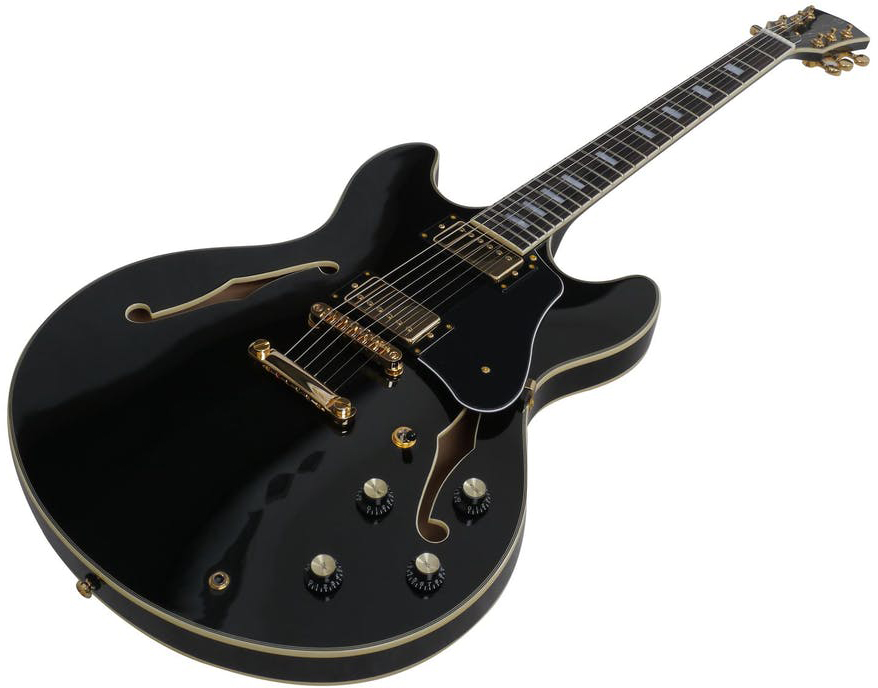 Sire Larry Carlton H7 Lh Signature Gaucher 2h Ht Eb - Black - Semi hollow elektriche gitaar - Variation 2