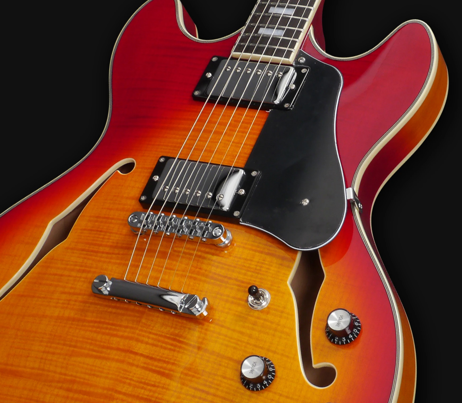 Sire Larry Carlton H7 Signature Ht Hh Eb - Cherry Sunburst - Semi hollow elektriche gitaar - Variation 1