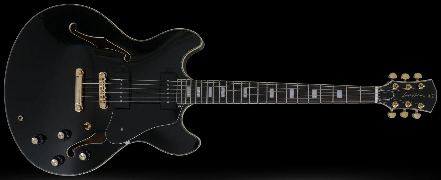 Sire Larry Carlton H7v Signature 2s P90 Ht Eb - Black - Semi hollow elektriche gitaar - Variation 1