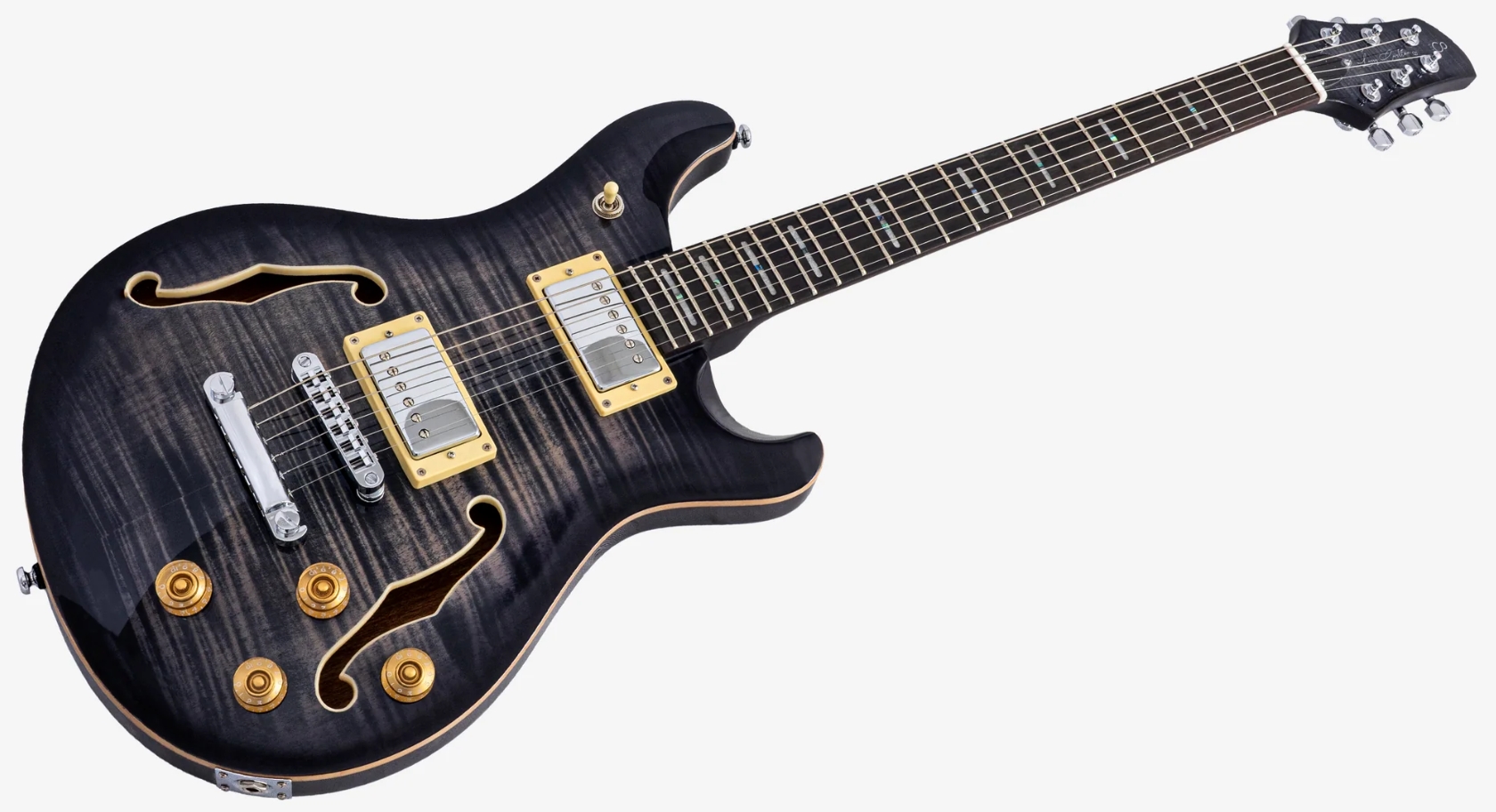 Sire Larry Carlton Q7 Hollow 2h Ht Eb - Transparent Black - Semi hollow elektriche gitaar - Variation 2
