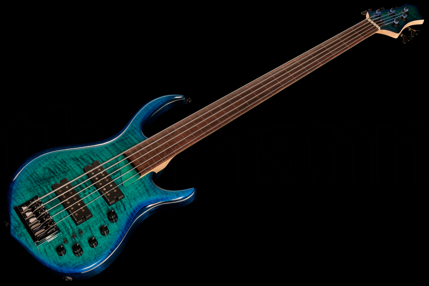 Sire Marcus Miller M5 Swamp Ash 5st Fl Fretless Active Eb - Transparent Blue - Solid body elektrische bas - Variation 1