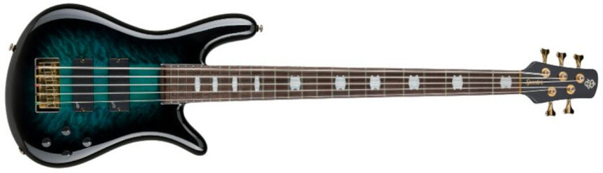 Spector Icon Ns-5 Neck-thru 5-cordes Rw - Black And Blue - Solid body elektrische bas - Main picture