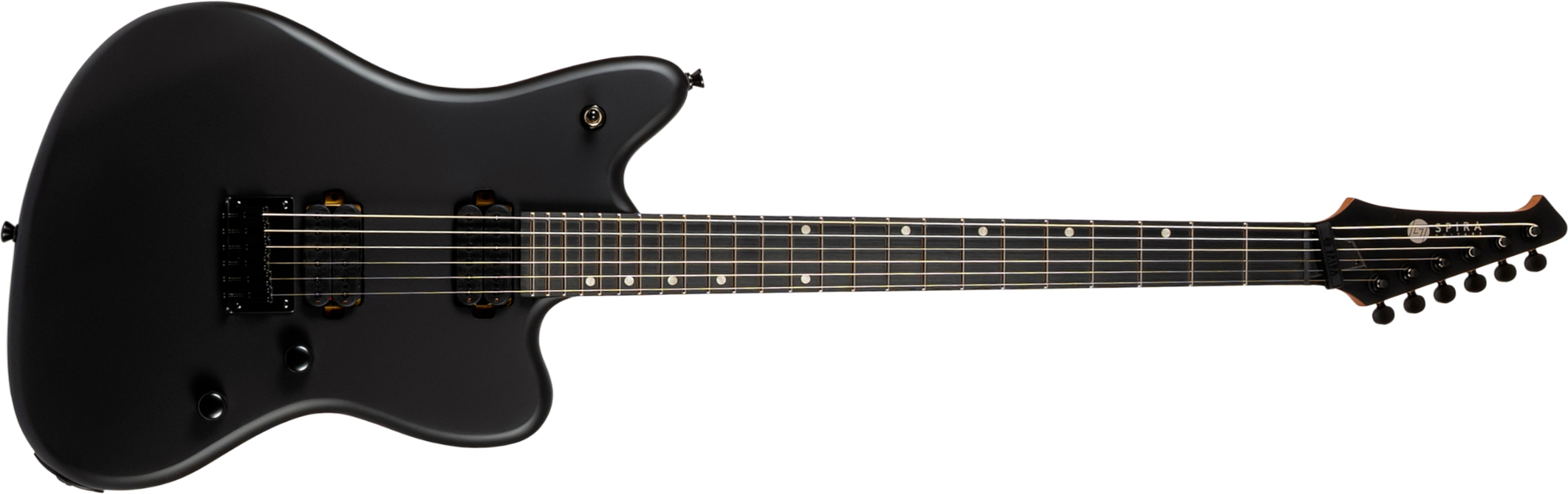 Spira Guitars J400 Mbk Baryton 2h Ht Eb - Black Satin - Bariton elektrische gitaar - Main picture